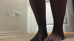 Fishnet up close footplay video