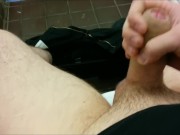 Uncut Cock Big Messy Cum In Public Toilet (Loud Door Noise Warning)