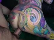 Fully tattooed subslut Piggy Mouth slammed by rough dom 15/16