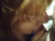 Public blowjob, first time cum in mouth and gag 14/16