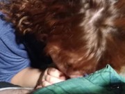 Public blowjob, first time cum in mouth and gag 4/16