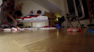 NO PANTIES TEEN JUICY WET PUSSY IN TINIEST THONG CLOSE UP GO PRO