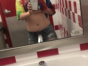 Playing in a fast food restaurant bathroom. I almost got caught