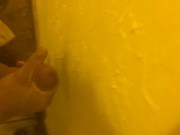 Wank and cum in public toilet, almost caught