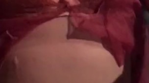 Sissy gurl in glasses cums all over herself!