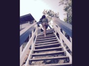 Sexy girl with a huge booty bouncing it at the beach 3/16