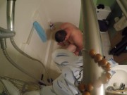 guy finds shower and masterbate teases
