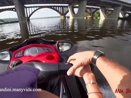 Public anal ride on the jet ski in the city centre. Mia Bandini