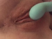 Gentle real orgasm while toying my fresh shaved pussy 12/16