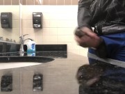 BBC JERKOFF CUMSHOT IN PUBLIC BATHROOM