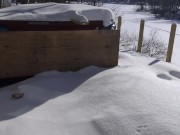 AllieBay Blonde Outside Snow Blooper to pajamas in the morning masturbation 2/16