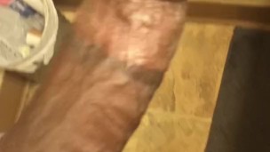 Horny this morning Stroking my big black cock before work