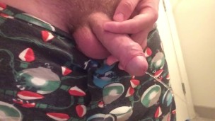 Hard Uncut Pissing Cock! Throbbing Boner in Boxers! Peeing Hard!