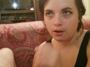 Passionate deep throat blowjob leads to cum on her mouth 9/16