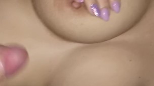 Ending cum on tits