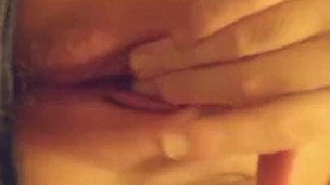 Kitten plays with pregnant pussy