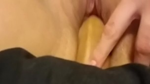 Chubby girl takes a 7in dildo