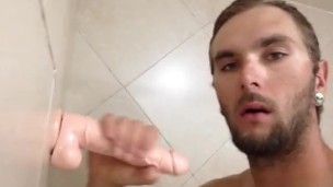 Sucking my new dildo