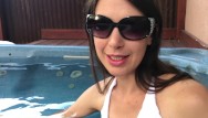 Mature blowjob tub Public blowjob in hotel hot tub and then fucking in the shower with facial
