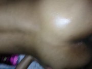 Oiled ass, Tight wet pussy creams all over big black dick.