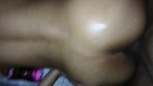 Oiled ass, Tight wet pussy creams all over big black dick.