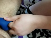 girl sucks cock while stimulating his prostate until he cums 6/16