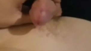 Femboy in thigh highs playing with pre-cum and throbbing
