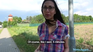 Public Agent Cash convinces slim beauty to bounce her pussy on agents cock
