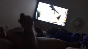 Daddy jacking off while we watch porn together