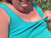 BBW Flashes Fat Belly Outside