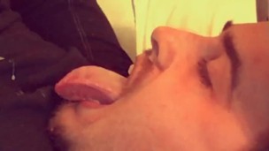 Cum Splashes on My Long Tongue! Cum Splatter Self Facial! Slow Motion! Yum