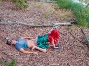 Poison Ivy Batman Kiss and Rides his Cock to Creampie on a Forest Lake 13/16