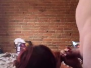Girlfriend Chokes On Cock(She has handled it before fully hard).