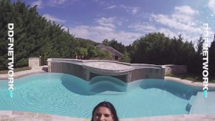 Busty VR Sex Goddess Kira Queen Sucks & Fucks Poolside in POV Porn Scene