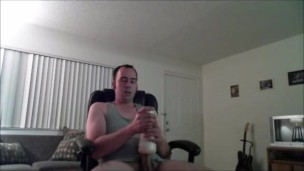 Rigorous Work With Fleshlight on Huge Cock, Erect Straight Past Bellybutton