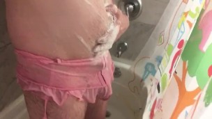 Soapy Belly Fingering! Belching Sissy, Soaked Panties in the Shower! Bulge