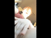 redhead teen camgirl car masturbation-risky public pussy play dildo fingers 2/16