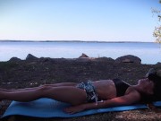 Skinny girl nude exercise outdoor until she squirts 3/16