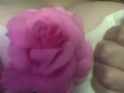 Curvy blonde in bra and pink thong striptease 14/16