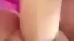 Squirting on a fat white dildo