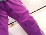 Pissing in my purple sweatpants for you.