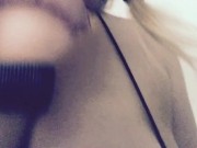 Blonde with big boobs teases with 2 dildos 10/16