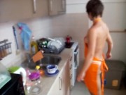 Sexy preparing of coffee