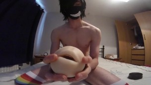 Cute emo Jay Lane plays with fleshlite and shows his femboy butt to the cam