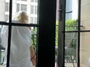 Sneaky Balcony Blowjob Ends in Messy Oral Creampie 1/16