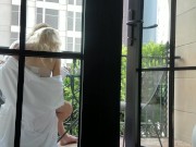 Sneaky Balcony Blowjob Ends in Messy Oral Creampie 2/16