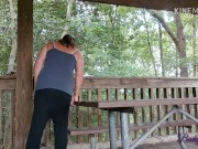 MILF in yoga pants getting fucked on picnic table - "DON'T GET CAUGHT!" 10/16