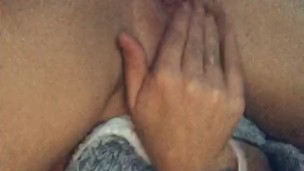 Hiding in bathroom rubbing my juicy little pussy while familys in nextroom!