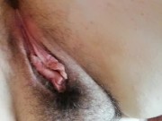 Amateur BBW Girl fingering huge WET hairy pussy nd REAL orgasm BIG TITS POV 16/16