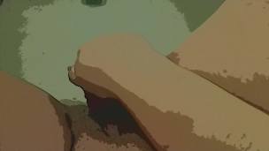 8 in dildo in bath cartoonized